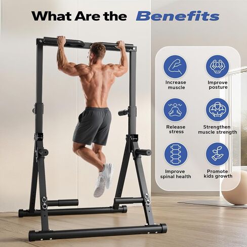 Foldable Pull Up Bar Free Standing, Strength Training Pull-up Bars Adjustable Pull Up Station, Power Tower Pull Up Bar MultiFunction Pull Up Dip Station Workout Equipment For Home Gym Support 480 LBS in Saudi Arabia