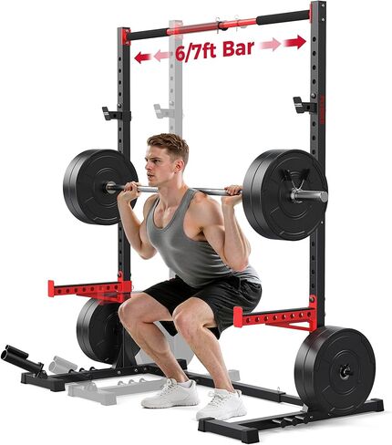 FLYBIRD Squat Rack with Pull-Up Bar, Adjustable Multi-Functional Power Rack, Inner Width Squat Rack Stand Suitable for 6FT,7FT Barbell for Home Gym Equipment… in Kuwait