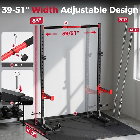 FLYBIRD Squat Rack with Pull-Up Bar, Adjustable Multi-Functional Power Rack, Inner Width Squat Rack Stand Suitable for 6FT,7FT Barbell for Home Gym Equipment… in Kuwait