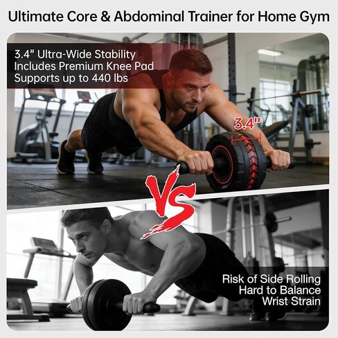 Ab Roller Wheel for Abs Workout - Core Strength Training Equipment for Home Gym with Knee Pad, Abdominal Exercise Wheel for Men and Women in Saudi Arabia