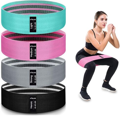 Exercise Bands, 3 Levels Fabric Resistance Bands for Working Out, Workout Bands Resistance for Women & Men, Multi-Colored Fabric Booty Bands for Leg Strength Training, Rehab, Yoga in Kuwait