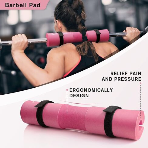 مجموعة وسادات القرفصاء من RitFit مكونة من 7 قطع، مع شريط مقاومة، وحزامين أمان، وشريطين للكاحل في صالة الألعاب الرياضية وحقيبة حمل، ودعم وسادة حماية للرقبة والكتف مطورة للقرفصاء والطعنات ودفع الورك (وردي/أسود) in Kuwait
