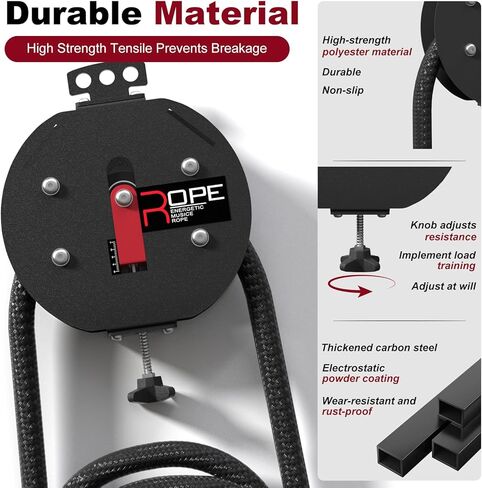 مدرب حبل لا نهاية له لصالة الألعاب الرياضية المنزلية، نظام بكرة كابل محمول مع حبل نايلون بحلقة مغلقة بطول 14 قدمًا، آلة حبال إنفينيتي ذات المقاومة القصوى 66 رطل لتدريبات القوة لكامل الجسم، كارديو HIIT in Kuwait