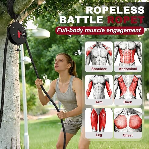 مدرب حبل لا نهاية له لصالة الألعاب الرياضية المنزلية، نظام بكرة كابل محمول مع حبل نايلون بحلقة مغلقة بطول 14 قدمًا، آلة حبال إنفينيتي ذات المقاومة القصوى 66 رطل لتدريبات القوة لكامل الجسم، كارديو HIIT in Kuwait