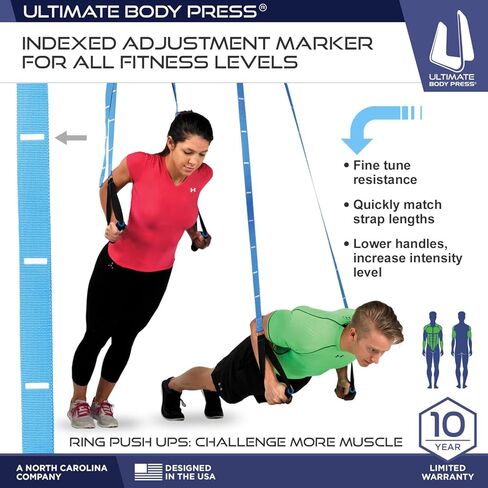 مدرب مقاومة وزن الجسم المثالي - نظام تدريب وظيفي كامل مع مرساة الباب وخطافات سريعة على شكل حرف S - أشرطة قوة احترافية لتدريبات الجسم بالكامل in Kuwait