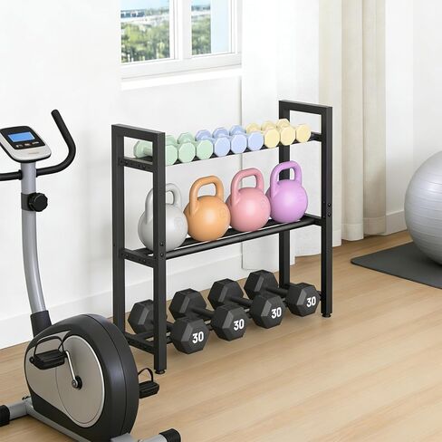 Dumbbell Rack Stand Only, Weight Rack for Home Gym, Heavy-Duty Kettlebell Rack, 3 Tier Adjustable Weight Storage Racks, Space-Saving Home Gym Organizer in Kuwait