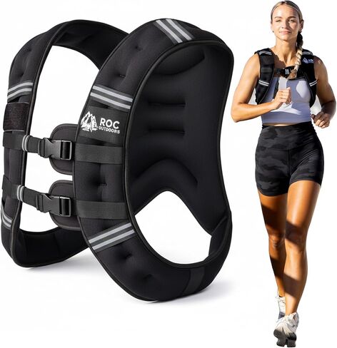سترة روك للأماكن الخارجية مع تقنية خالية من الاحتكاك للنساء والرجال، سترة وزن 5 رطل/10 رطل/15 رطل/20 رطل/30 رطل مع شريط عاكس للتمرين، وتدريب القوة، والجري، والمشي، واللياقة البدنية، وتدريب الأثقال، وفقدان الوزن، ورفع الأثقال in Kuwait