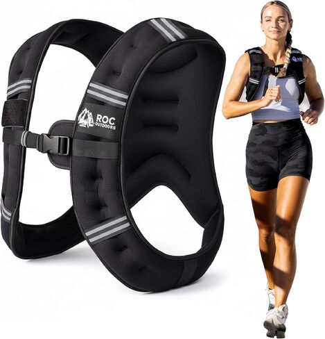 Roc Outdoors Weighted Vest W/ Rub-Free Technology for Woman and Men, 5lb/10lb/15lb/20lb/30lb Weight Vest with Reflective Stripe for Workout, Strength Training, Running, Walking, Fitness, Weight Training, Weight Loss, Weightlifting in Saudi Arabia