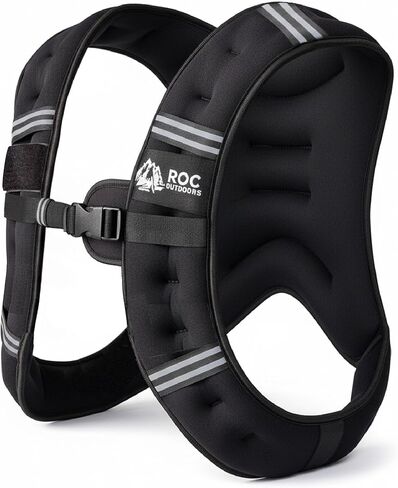 Roc Outdoors Weighted Vest W/ Rub-Free Technology for Woman and Men, 5lb/10lb/15lb/20lb/30lb Weight Vest with Reflective Stripe for Workout, Strength Training, Running, Walking, Fitness, Weight Training, Weight Loss, Weightlifting in Saudi Arabia