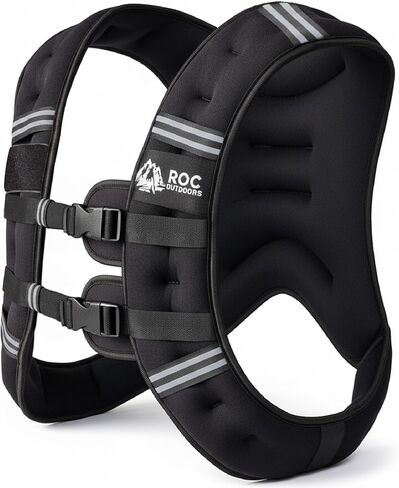 Roc Outdoors Weighted Vest W/ Rub-Free Technology for Woman and Men, 5lb/10lb/15lb/20lb/30lb Weight Vest with Reflective Stripe for Workout, Strength Training, Running, Walking, Fitness, Weight Training, Weight Loss, Weightlifting in Saudi Arabia