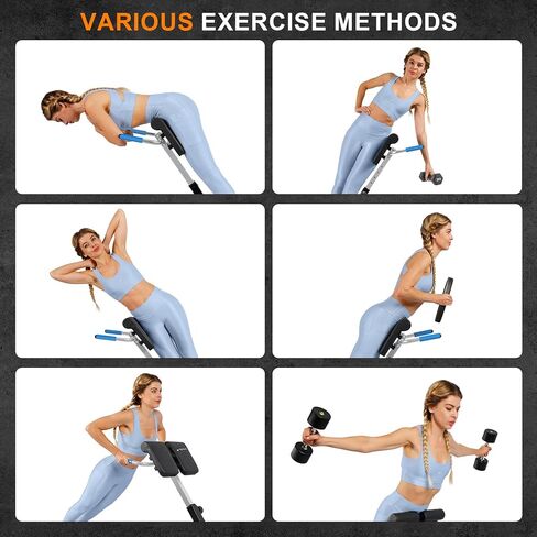 Roman Chair,Foldable Back Extension Machine,Adjustable Ab Back Extension Machine,Core Strength Trainer,Back Exercise Machine for Glute,Ab Workouts,Full All-in-One Body Workout&Home Gym Fitness（Blue） in Saudi Arabia