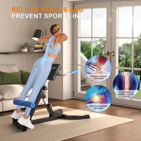 Roman Chair,Foldable Back Extension Machine,Adjustable Ab Back Extension Machine,Core Strength Trainer,Back Exercise Machine for Glute,Ab Workouts,Full All-in-One Body Workout&Home Gym Fitness（Blue） in Saudi Arabia
