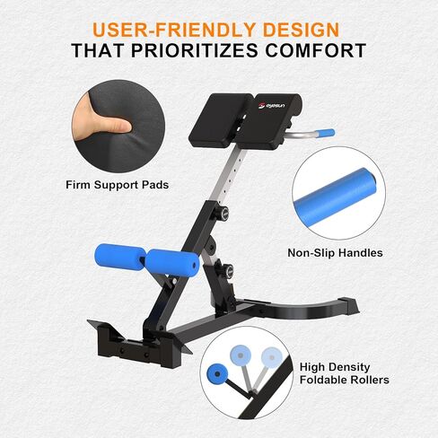 Roman Chair,Foldable Back Extension Machine,Adjustable Ab Back Extension Machine,Core Strength Trainer,Back Exercise Machine for Glute,Ab Workouts,Full All-in-One Body Workout&Home Gym Fitness（Blue） in Saudi Arabia
