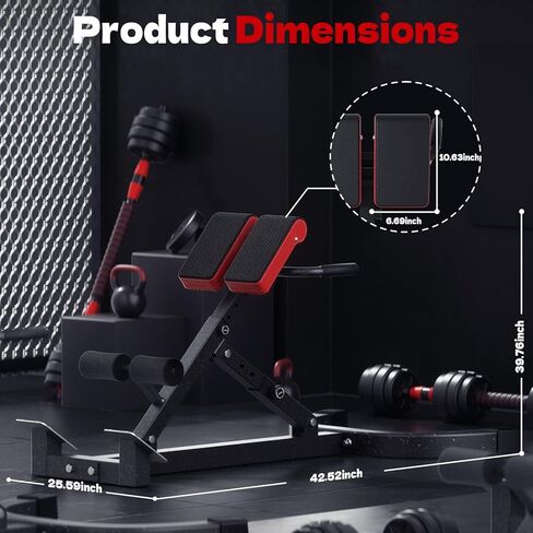 Roman Chair, Adjustable Hyper Back Extension Machine - 500LBS Multi-Function Back Extension Bench Machine for Glute, Hamstring and Lower Back Workout Equipment for Home Gym Fitness in Saudi Arabia