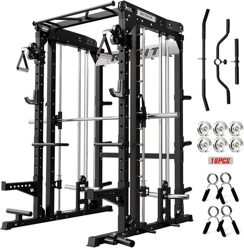 RitFit M2 Smith Machine with with Cable Crossover System, 3D Functional Trainer & Power Cage, 16 Adjustment Holes, 6 Storage Pegs for Full-Body Home Gym in Saudi Arabia