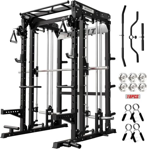 RitFit M2 Smith Machine with with Cable Crossover System, 3D Functional Trainer & Power Cage, 16 Adjustment Holes, 6 Storage Pegs for Full-Body Home Gym in Saudi Arabia