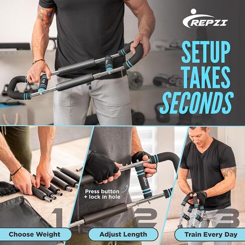 Premium Twister Arm Trainer by REPZI for Chest Workout Equipment 30 to 160 lb, Adjustable 3 Resistance Levels Arm Trainer for Men & Women, Home Gym Upper Body Workout Equipment with Gloves & Carry Bag in Saudi Arabia
