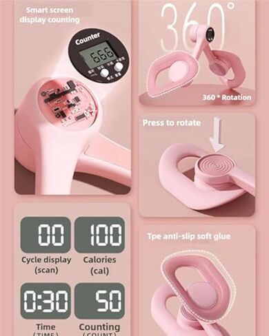 Pelvic Floor Trainer Women, 2025 New Upgraded Thigh Trainer, Intelligent Counting, 360° Rotation, Anti Slip Design, Thigh Toner Workout (Pink) in Kuwait
