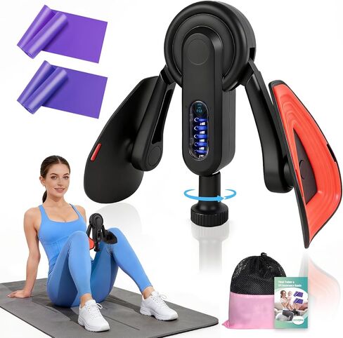 جهاز تمرين الفخذ الداخلي للنساء، مدرب فخذ مقاوم قابل للتعديل بوزن 15-80 رطل مع شريط مقاومة (قطعتين)، معدات كيجل لتمرين الفخذ لعضلات قاع الحوض، وتشكيل الجسم، واليوجا واللياقة المنزلية in Kuwait