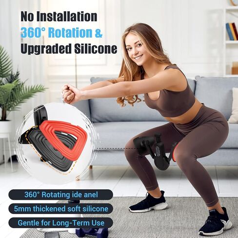 جهاز تمرين الفخذ الداخلي للنساء، مدرب فخذ مقاوم قابل للتعديل بوزن 15-80 رطل مع شريط مقاومة (قطعتين)، معدات كيجل لتمرين الفخذ لعضلات قاع الحوض، وتشكيل الجسم، واليوجا واللياقة المنزلية in Kuwait