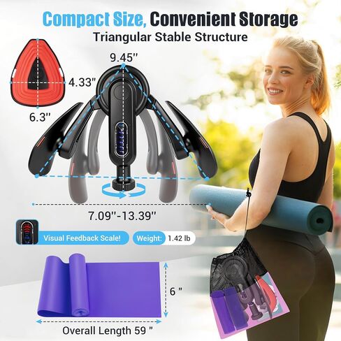 جهاز تمرين الفخذ الداخلي للنساء، مدرب فخذ مقاوم قابل للتعديل بوزن 15-80 رطل مع شريط مقاومة (قطعتين)، معدات كيجل لتمرين الفخذ لعضلات قاع الحوض، وتشكيل الجسم، واليوجا واللياقة المنزلية in Kuwait
