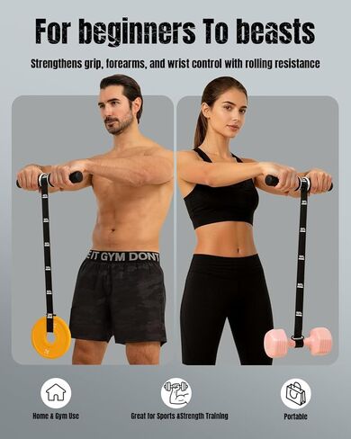 مقوي الساعد وتمارين الساعد، بكرة معصم بمقبض سيليكون سميك، مدرب الساعد مع حزام نايلون عالي التحمل لبناء العضلات، وقوة القبضة والتعافي in Kuwait