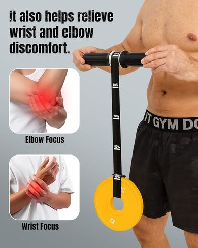 مقوي الساعد وتمارين الساعد، بكرة معصم بمقبض سيليكون سميك، مدرب الساعد مع حزام نايلون عالي التحمل لبناء العضلات، وقوة القبضة والتعافي in Kuwait