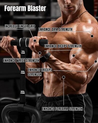 مقوي الساعد وتمارين الساعد، بكرة معصم بمقبض سيليكون سميك، مدرب الساعد مع حزام نايلون عالي التحمل لبناء العضلات، وقوة القبضة والتعافي in Kuwait