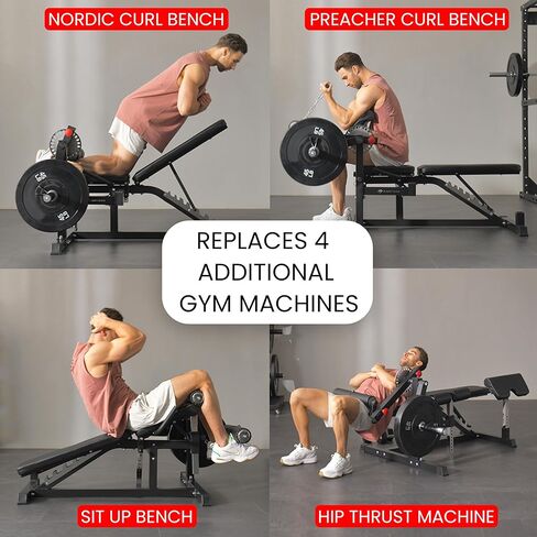 مقعد أثقال قابل للتعديل من طراز GLX مع جهاز تمديد وتجعيد الساق، مقعد كامل للجسم لصالة الألعاب الرياضية المنزلية، رائع لضغط مقاعد البدلاء، الجلوس، تجعيد الواعظ، دفعات الورك وغيرها من التمارين المحملة باللوحة in Kuwait