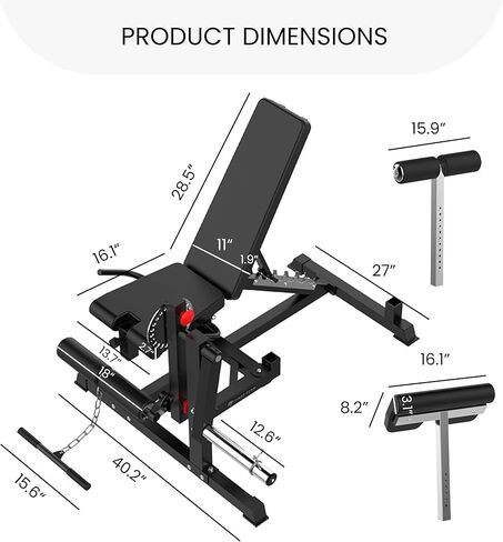 مقعد أثقال قابل للتعديل من طراز GLX مع جهاز تمديد وتجعيد الساق، مقعد كامل للجسم لصالة الألعاب الرياضية المنزلية، رائع لضغط مقاعد البدلاء، الجلوس، تجعيد الواعظ، دفعات الورك وغيرها من التمارين المحملة باللوحة in Kuwait