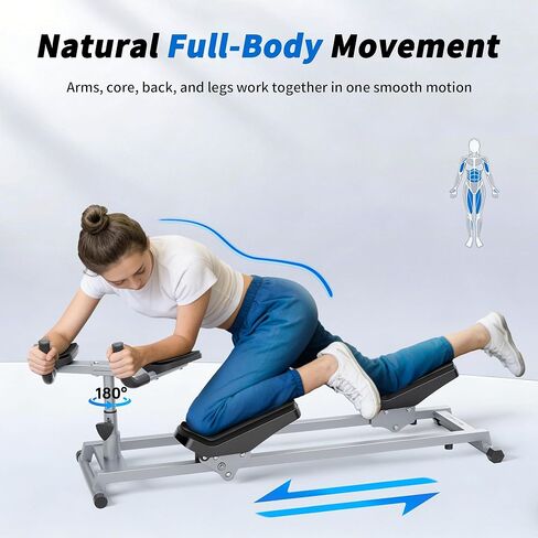 مدرب الزحف البدائي ولف العمود الفقري والتمدد - جهاز تمارين القلب منخفض التأثير لكامل الجسم مع مقابض يد قابلة للتعديل، ودعم للركبة وإطار فولاذي | معدات رياضية منزلية in Kuwait