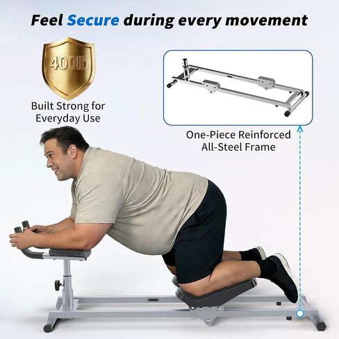 مدرب الزحف البدائي ولف العمود الفقري والتمدد - جهاز تمارين القلب منخفض التأثير لكامل الجسم مع مقابض يد قابلة للتعديل، ودعم للركبة وإطار فولاذي | معدات رياضية منزلية in Kuwait