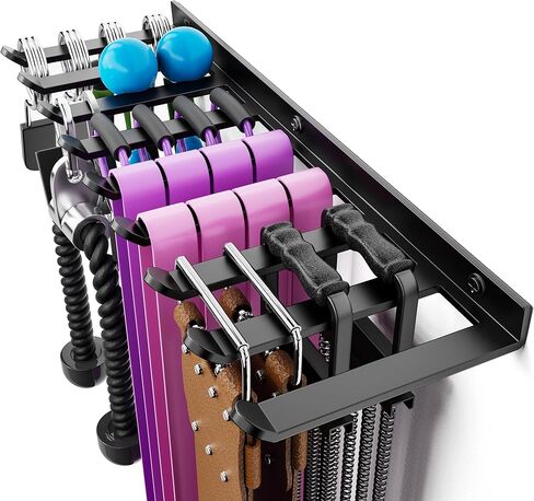 Wall Mounted Home Gym Equipment Storage Rack for Resistance Bands, Cable Attachments, Lifting Belts, Jump Ropes and Chains in Kuwait