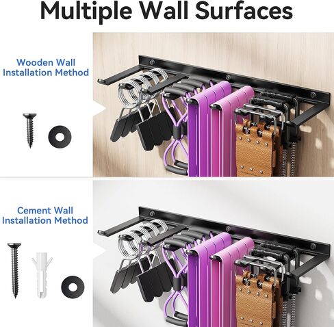 Wall Mounted Home Gym Equipment Storage Rack for Resistance Bands, Cable Attachments, Lifting Belts, Jump Ropes and Chains in Kuwait