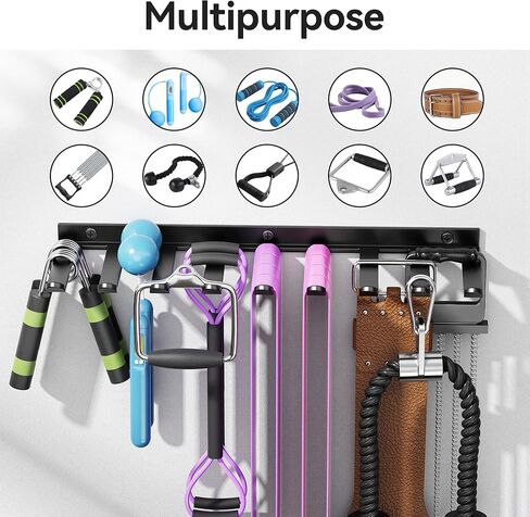 Wall Mounted Home Gym Equipment Storage Rack for Resistance Bands, Cable Attachments, Lifting Belts, Jump Ropes and Chains in Kuwait