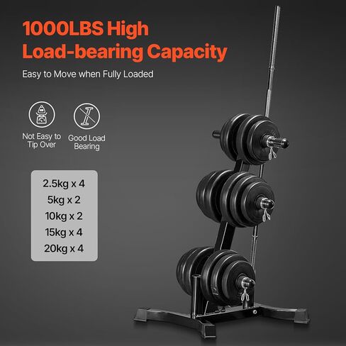VEVOR Weight Plate Rack, L Frame Weight Plate Tree for 2-Inch Weight Plates, Standard Weight Plate Tree, 1000 lbs Load Capacity Weight Storage Holder, Home Gym Barbell Rack Storage Stand, Black in Saudi Arabia