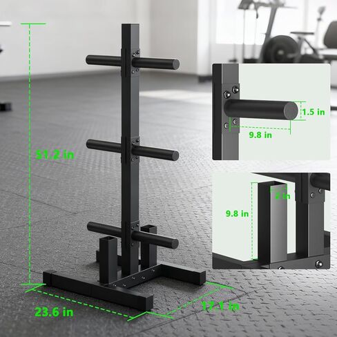 حامل لوحة الوزن الأولمبي، 6 أوتاد و2 من الأثقال لتخزين ألواح الصدمات، شجرة لوحة الوزن الأوليمبية - حامل ألواح ممتص للصدمات عالي التحمل يحمل 300 رطل in Kuwait