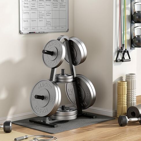 Olympic Weight Plate Rack 400LBs, Heavy Duty Weight Tree Rack for 2-Inch Plates, Barbell & Bumper Plate Storage, Free Weight Rack & Gym Plate Holder for Home Gym in Saudi Arabia