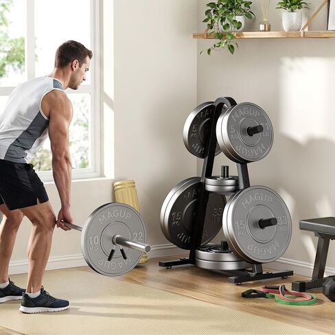 Olympic Weight Plate Rack 400LBs, Heavy Duty Weight Tree Rack for 2-Inch Plates, Barbell & Bumper Plate Storage, Free Weight Rack & Gym Plate Holder for Home Gym in Saudi Arabia