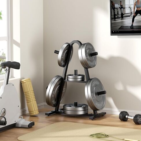 Olympic Weight Plate Rack 400LBs, Heavy Duty Weight Tree Rack for 2-Inch Plates, Barbell & Bumper Plate Storage, Free Weight Rack & Gym Plate Holder for Home Gym in Saudi Arabia