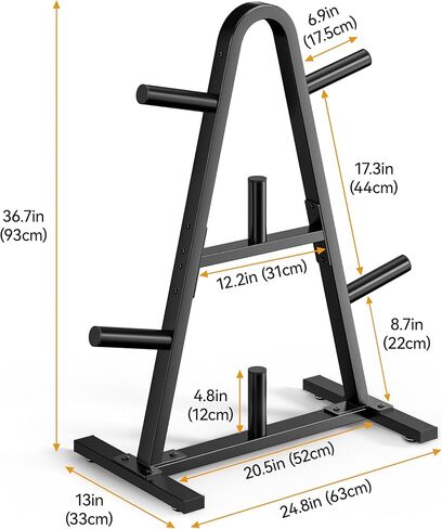 Olympic Weight Plate Rack 400LBs, Heavy Duty Weight Tree Rack for 2-Inch Plates, Barbell & Bumper Plate Storage, Free Weight Rack & Gym Plate Holder for Home Gym in Saudi Arabia