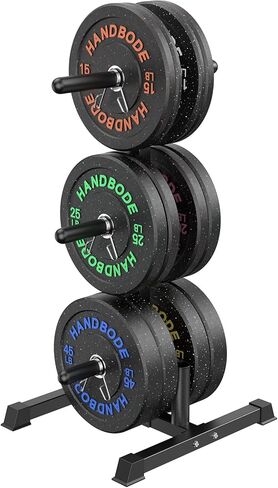 حامل لوحة الوزن مع مساحة تخزين للحديد، حامل عمودي 6 أوتاد لألواح مقاس 1 أو 2 بوصة، سعة شديدة التحمل 1100 رطل لتنظيم صالة الألعاب الرياضية المنزلية in Kuwait