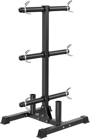 Weight Plate Rack with Barbell Storage, 6-Peg Vertical Holder for 1 or 2-Inch Plates, Heavy Duty 1100 lbs Capacity for Home Gym Organization in Saudi Arabia