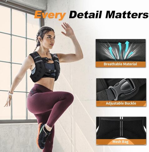 VBSD سترة مرجحة للنساء 6 رطل/8 رطل/12 رطل/16 رطل/20 رطل/25 رطل/30 رطل سترة وزن للنساء والرجال سترات وزن الجسم للمشي وتدريبات القوة والجري والركض واللياقة البدنية in Kuwait