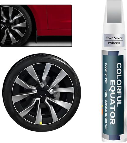Nova Silver Rim Touch Up Paint for 2024 Tesla Model 3 Highland 19'' Nova Wheel, Touch Up Paint Rim Scratch Repair Wheel Paint Curb Rash Paint Pen (Nova Silver) in Kuwait