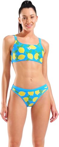 Arena Women's Performance Lemons Bikini Swimsuit Lace Plus Back Bandeau Sports Training Bathing Suit in Saudi Arabia