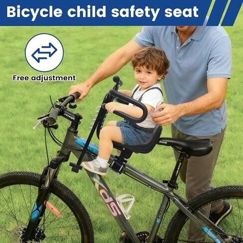 Kids Bike Seat with Guardrail Child Bike Seat Detachable Front Mounted Toddler Bicycle Seats Bicycle Seats with Foot Pedals for Children 1~4 Years Compatible with All Adult MTB in Kuwait