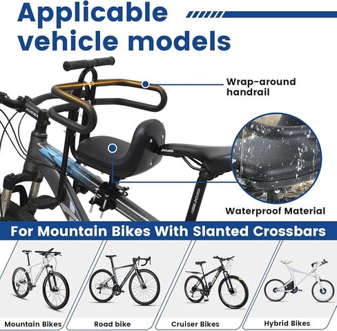 Kids Bike Seat with Guardrail Child Bike Seat Detachable Front Mounted Toddler Bicycle Seats Bicycle Seats with Foot Pedals for Children 1~4 Years Compatible with All Adult MTB in Kuwait