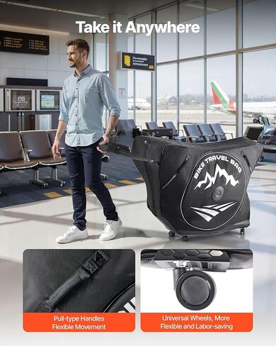 VEVOR Triathlon Bike Travel Bag, Transport Bicycle Storage Carry Bag with TSA Lock & Dual Zipper, Triathlon Bicycle Case Max. Wheelbase 42 in for Travel, Outdoor Use, Train Airplane Subway Transport in Saudi Arabia