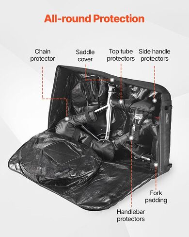 VEVOR Bike Travel Bag, Transport Universal Bicycle Storage Case Bag with TSA Lock, Support Plates, Protection and Fork Mount Stabilisation, Bicycle Case Max. Wheelbase 51 in for Airplane, Outdoor Use in Saudi Arabia